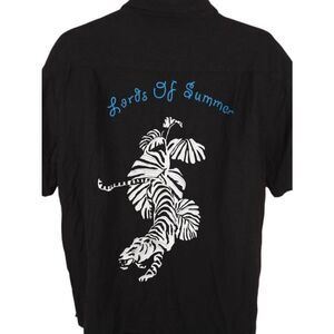 Double Rainbouu Shirt Mens Size XL Black Lords Of Summer Linen Blend Bowling